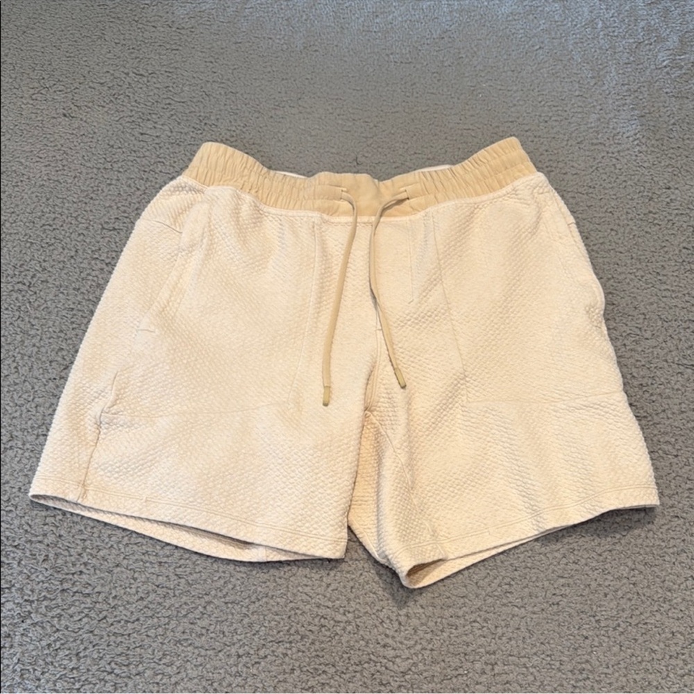 lululemon athletica at ease Cream Athletic Shorts Mens Lrg